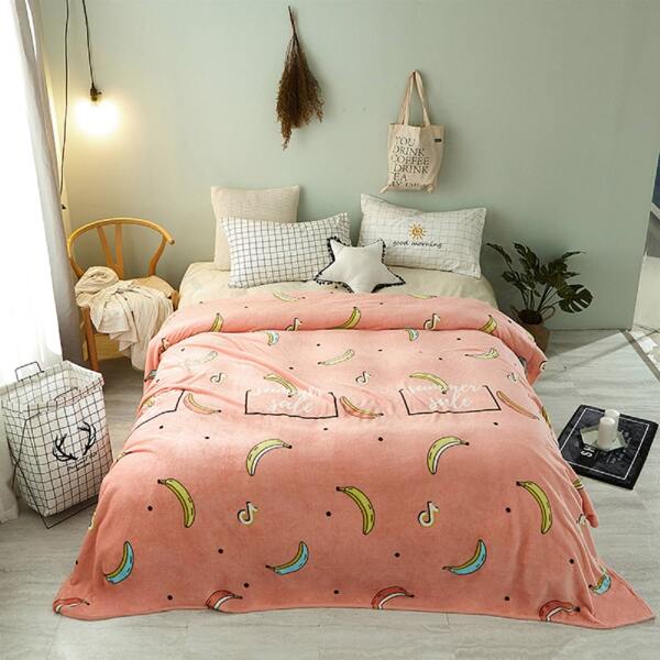 

Banana Print Blanket, Pink