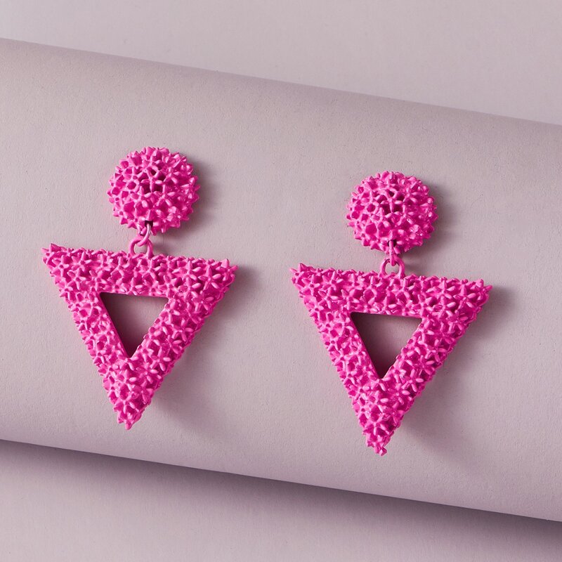 

Geometric Charm Drop Earrings, Pink