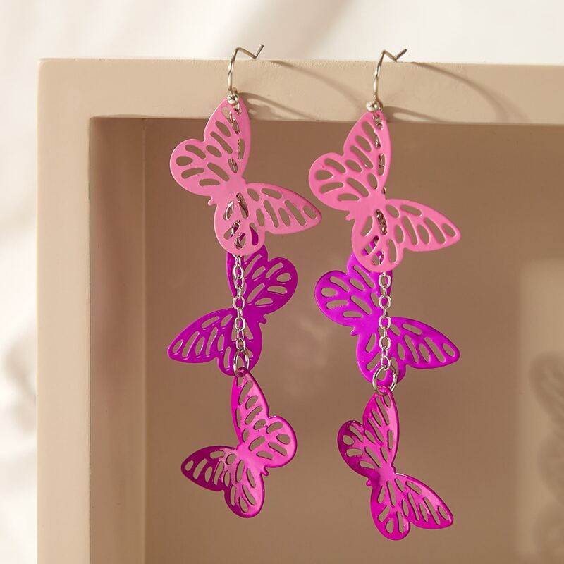 

Butterfly Charm Drop Earrings, Multicolor