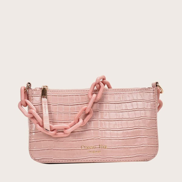

Stone Embossed Shoulder Bag, Pink