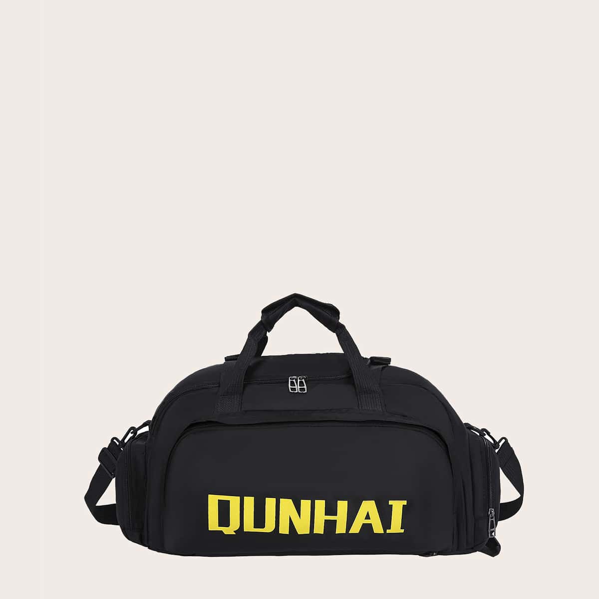 

Guys Letter Graphic Travel Bag, Black