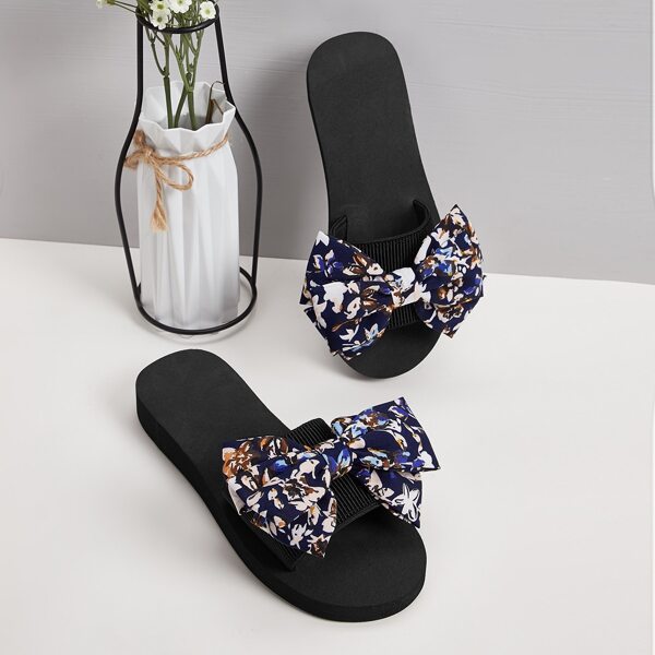 

Bow Decor Floral Graphic Sliders, Black