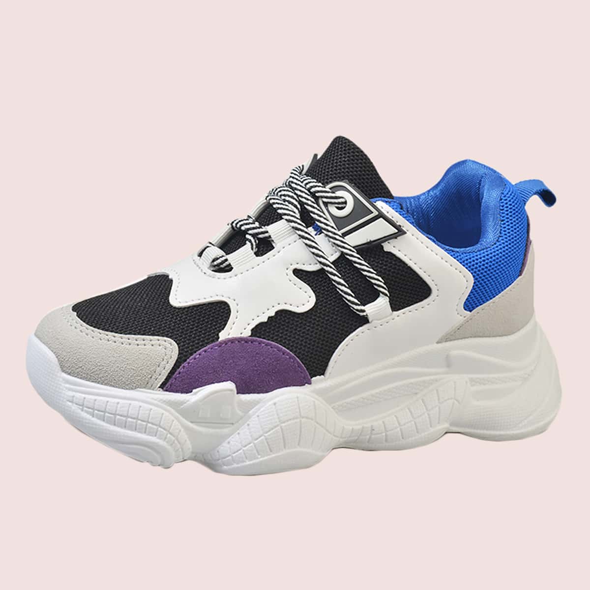 

Colorblock Lace-up Front Chunky Sneakers, Multicolor