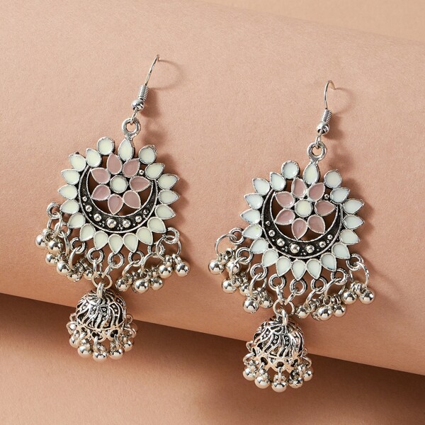 

Hollow Out Drop Earrings, Silver