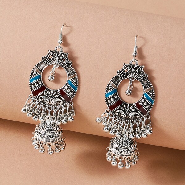 

Контрастные серьги-подвески Jhumka, Серебряные