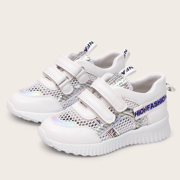 

Toddler Girls Lace-up Front Mesh Panel Sneakers, White