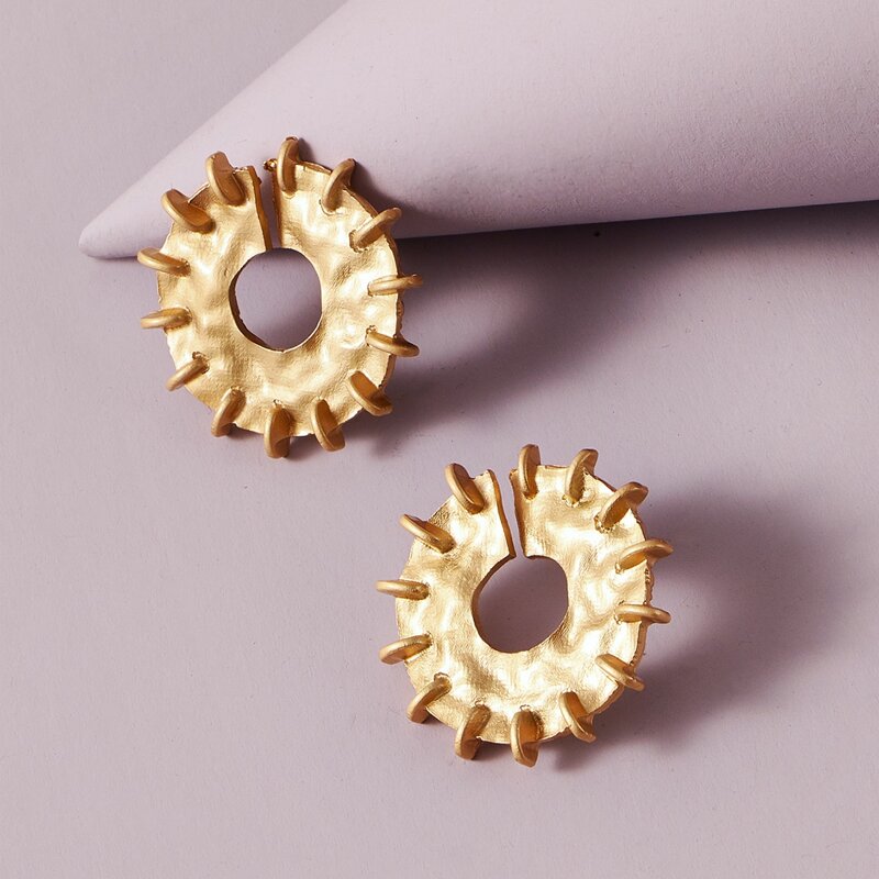 

Textured Metal Stud Earrings, Gold