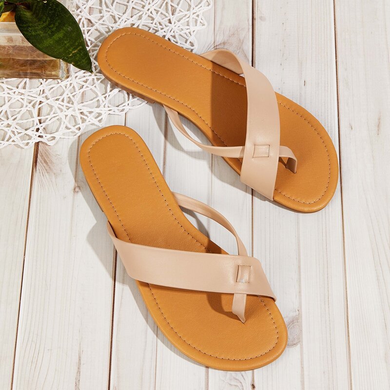 

Toe Post Flat Sliders, Nude