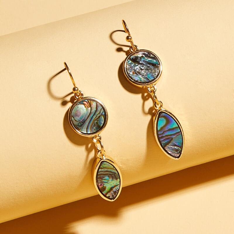

Abalone Pattern Drop Earrings, Multicolor