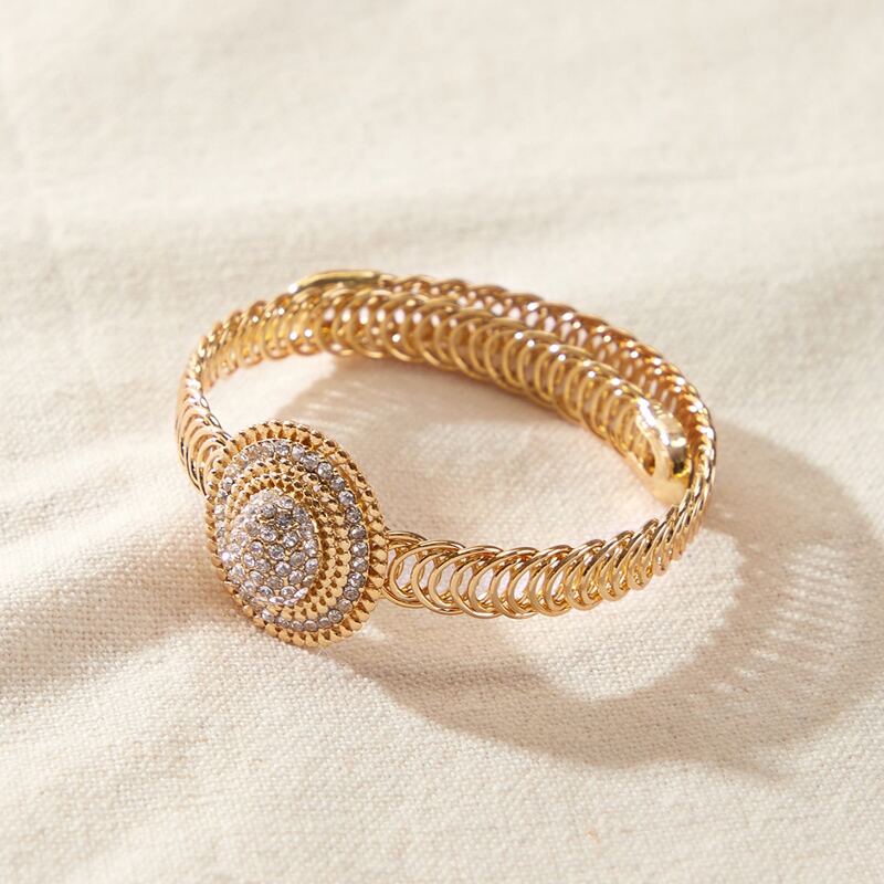 

Rhinestone Engraved Bracelet, Gold