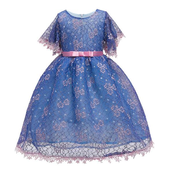 

Toddler Girls Lace Bow Front Bodice Gown Dress, Blue