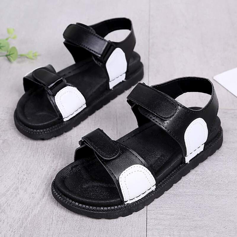 

Colorblock Velcro Sandals, Black