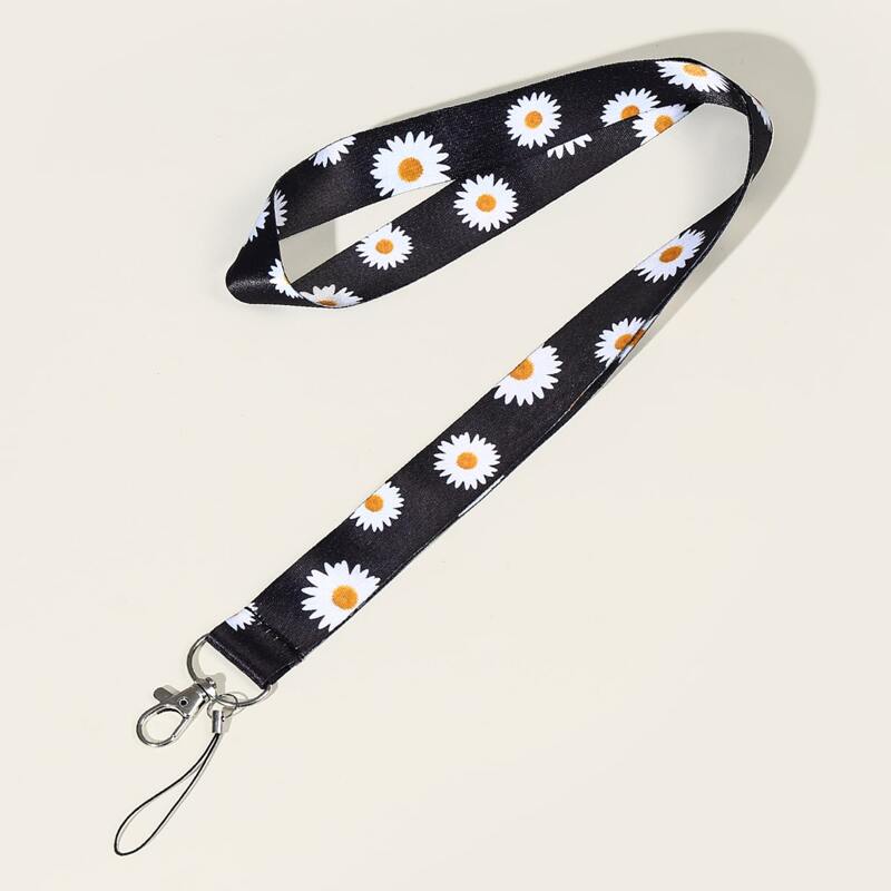 

Daisy Print Lanyard, Black and white