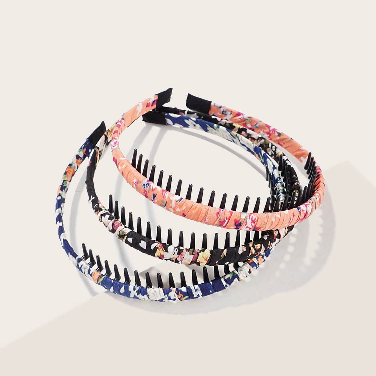 

3pcs Flower Pattern Teeth Hair Hoop, Multicolor