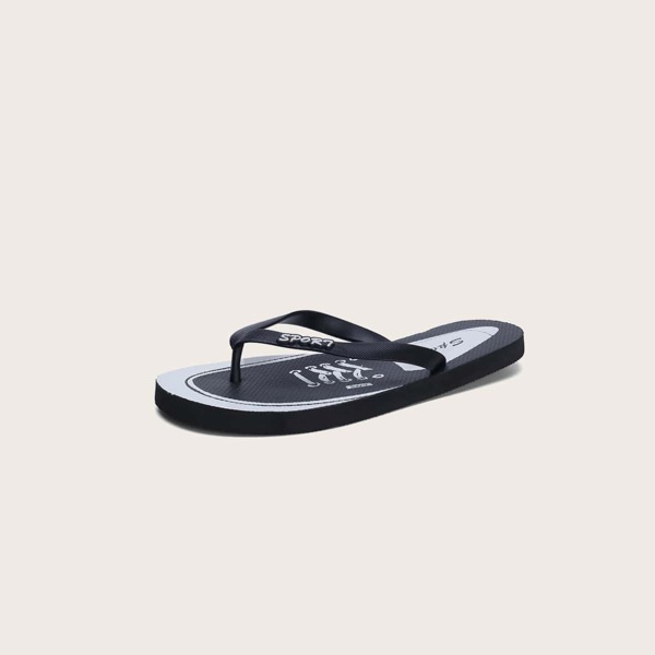 

Men Letter Graphic Flip Flops, Black