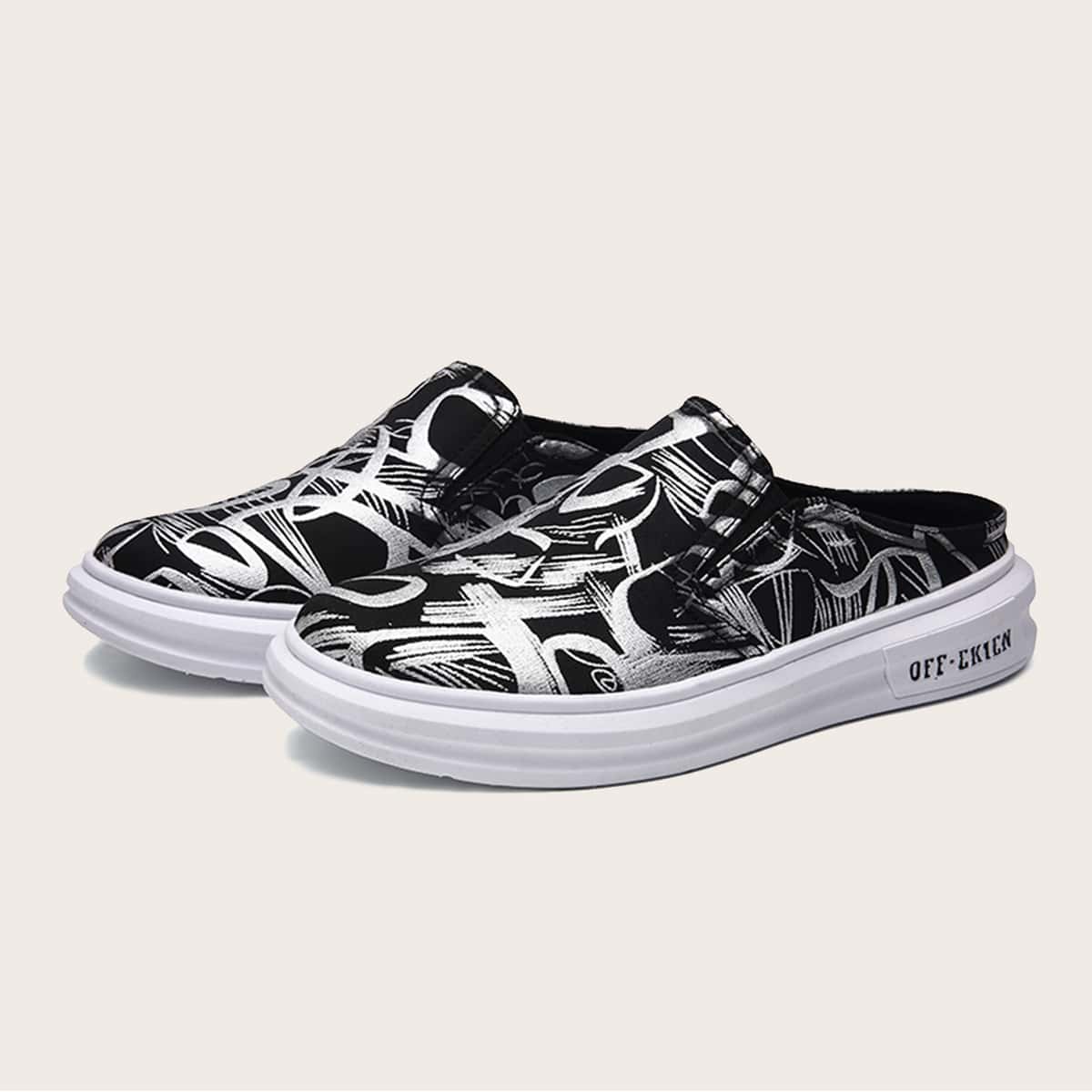 

Guys Wide Fit Loafer Mules, Black and white