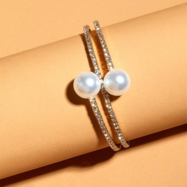 

Faux Pearl Decor Layered Bracelet, Gold