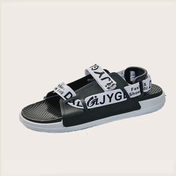 

Men Letter Graphic Sandals, Black and white