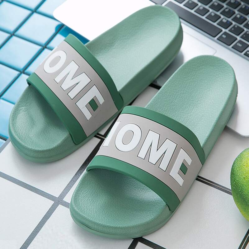 

Guys Letter Graphic Slippers, Grey