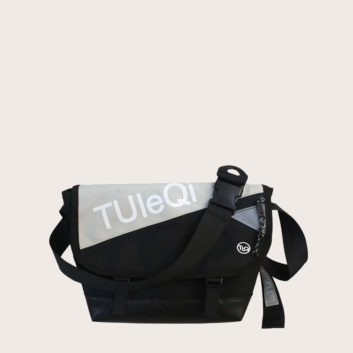 Guys Letter Graphic Crossbody Bag, Black