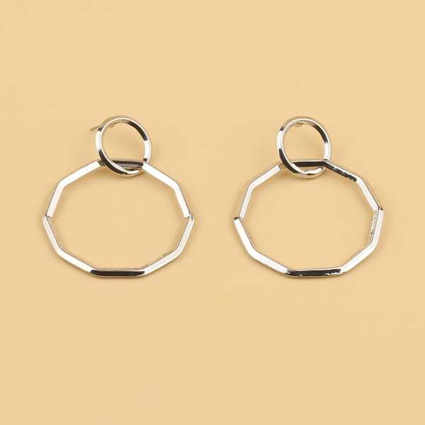 

Geometric Link Drop Earrings, Silver