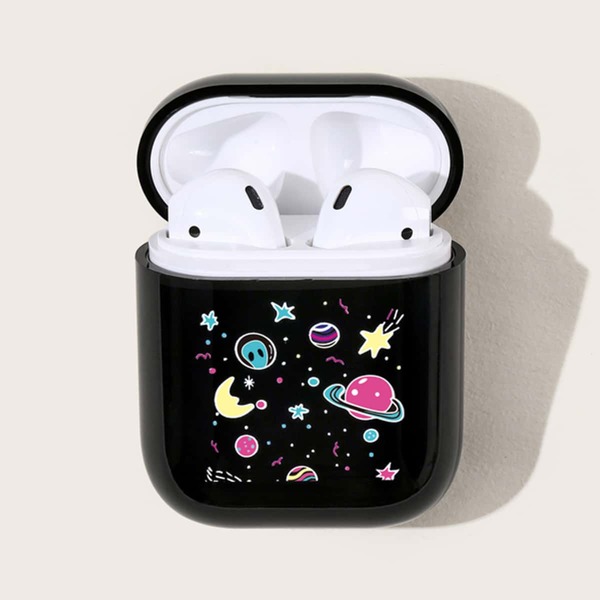 

Прозрачный чехол для Air Pod с принтом, Чёрный