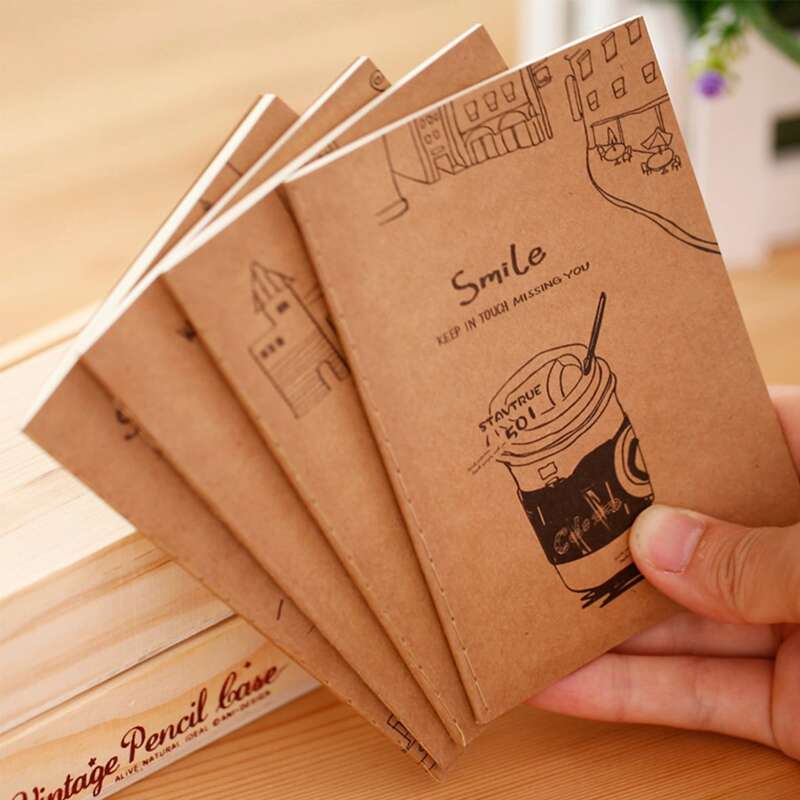 

2packs Graphic Print Cover Random Notebook, Brown