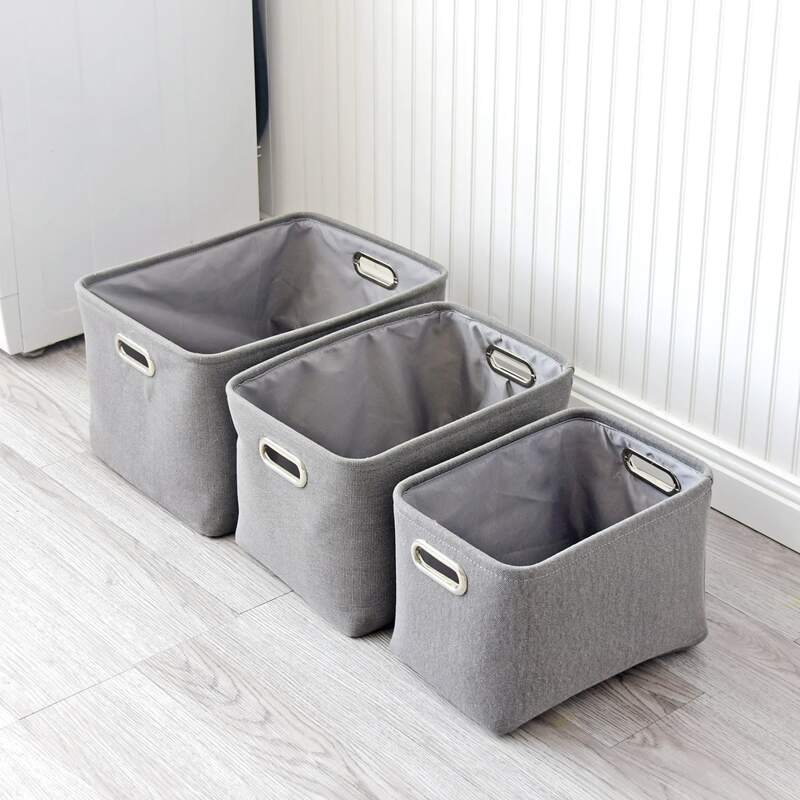 

1pc Solid Storage Basket, Grey