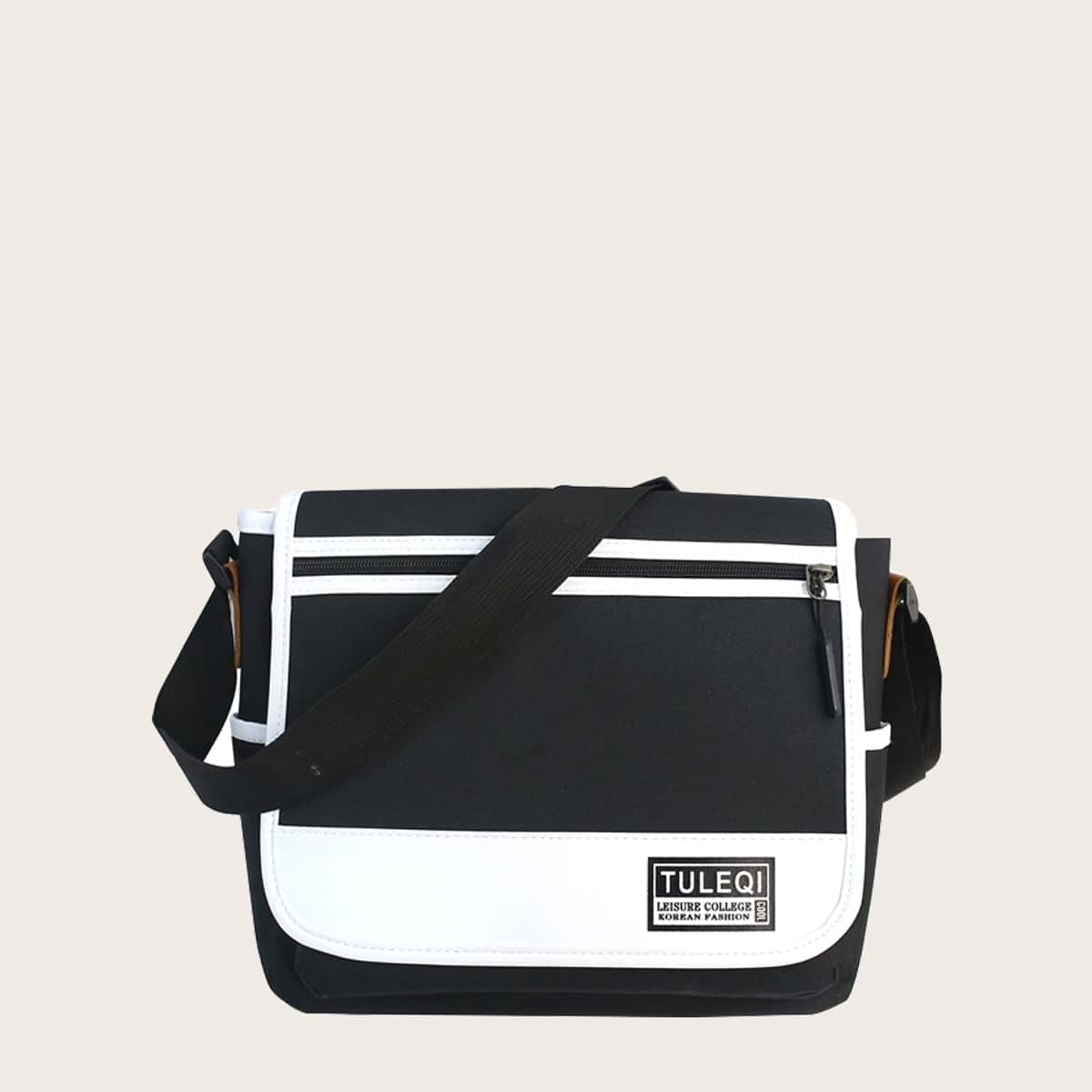 

Guys Colorblock Crossbody Bag, Black and white