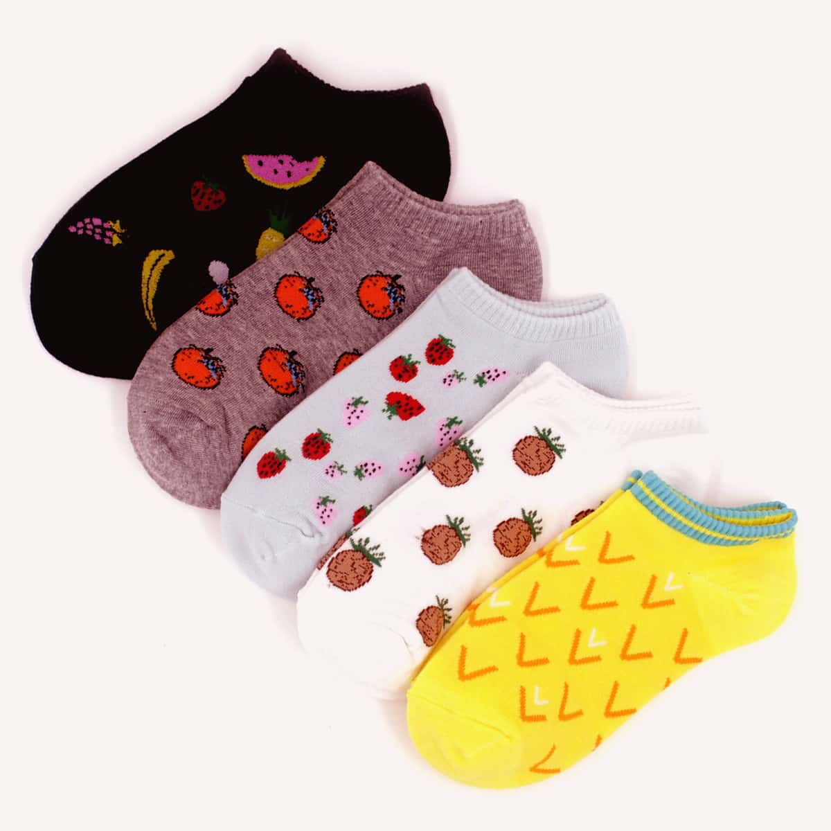 

5pairs Fruit Pattern Socks, Multicolor