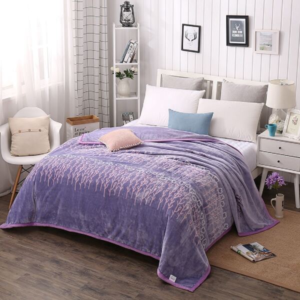 

Flower Print Blanket, Purple