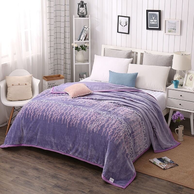 

Flower Print Blanket, Purple
