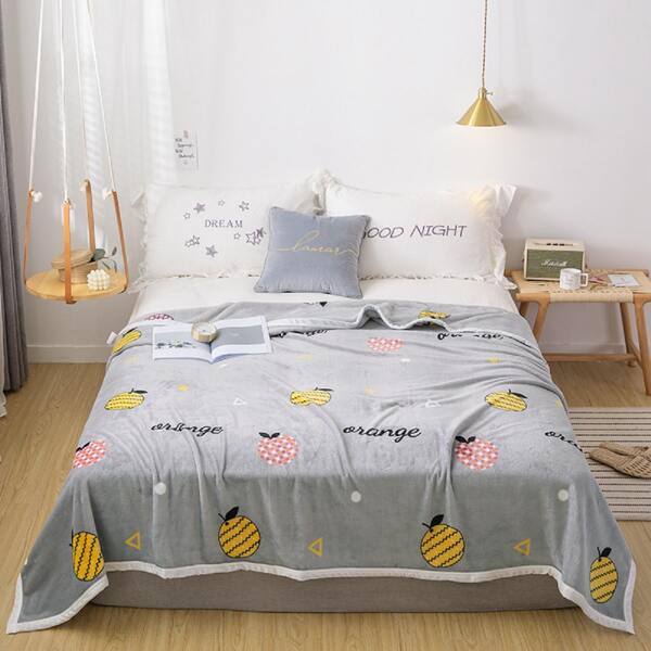 

Fruit Print Blanket, Grey