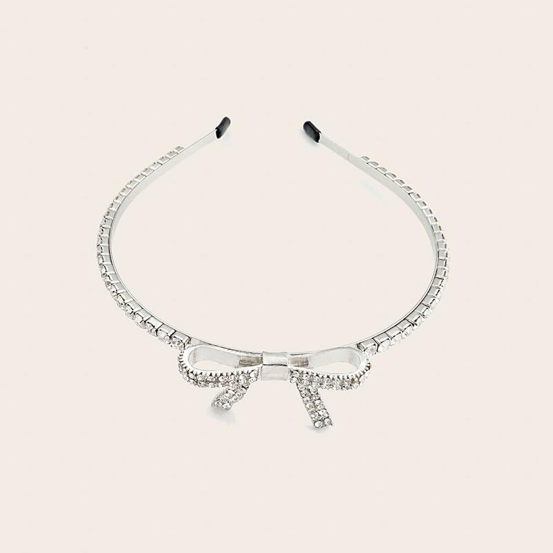 

Rhinestone Bow Hair Hoop, Silver