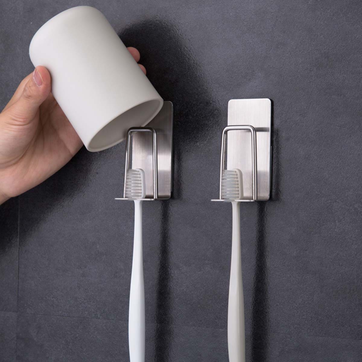 

1pc Stainless Steel Toothbrush Holder, Silver