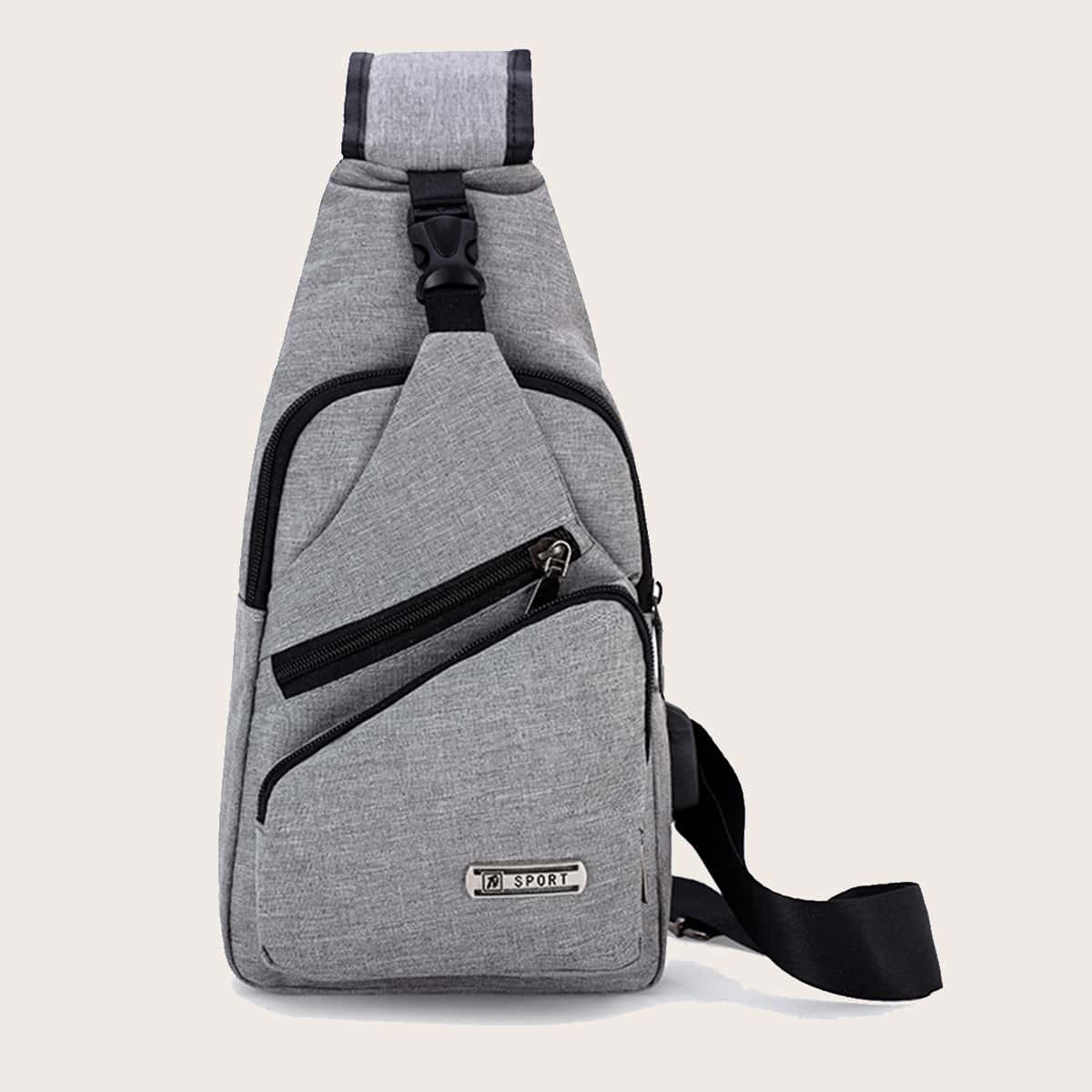 

Guys Zip Front Sling Bag, Grey