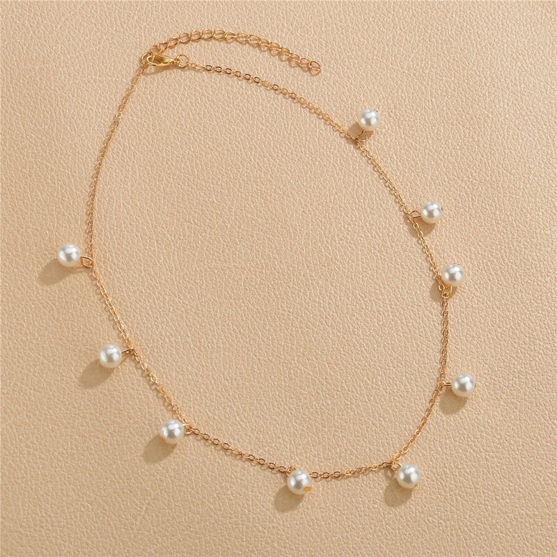 

Faux Pearl Decor Necklace, Gold