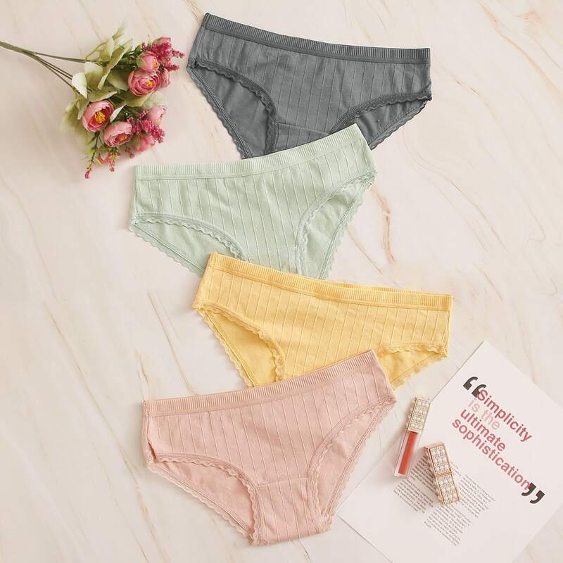 

4pack Lace Trim Panty Set, Multicolor