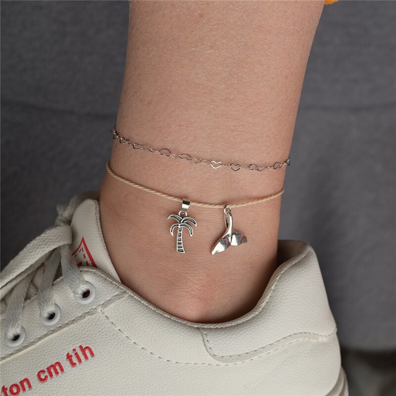 

2pcs Tree Charm Anklet, Silver