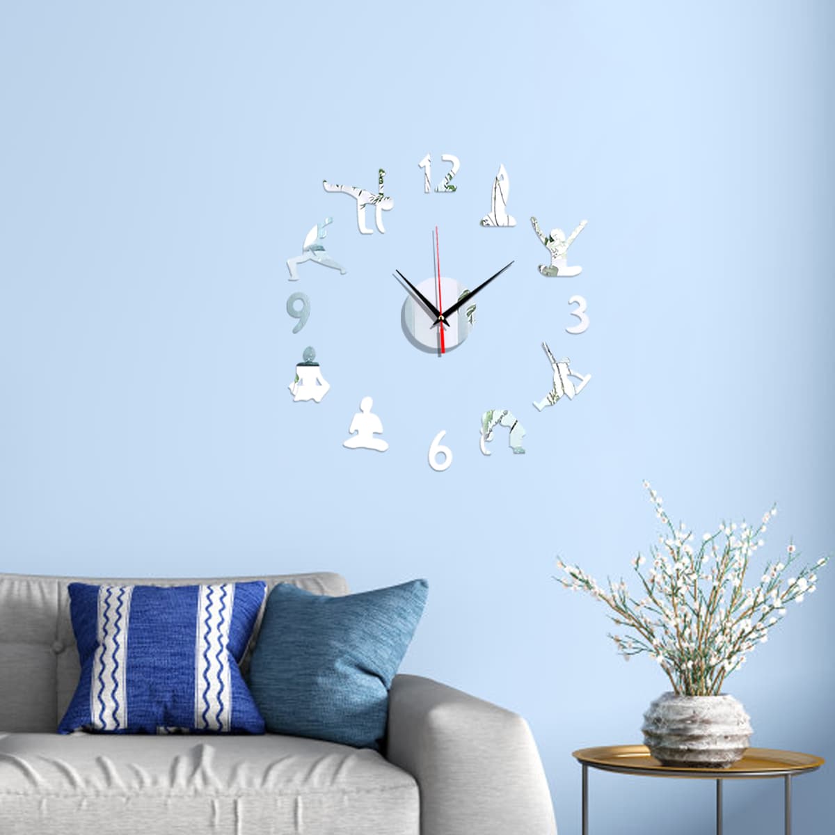 

1pc Figure Decor Mirror Surface Wall Clock, Multicolor