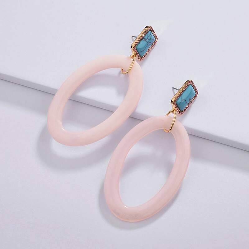 

Turquoise Decor Drop Earrings, Pink
