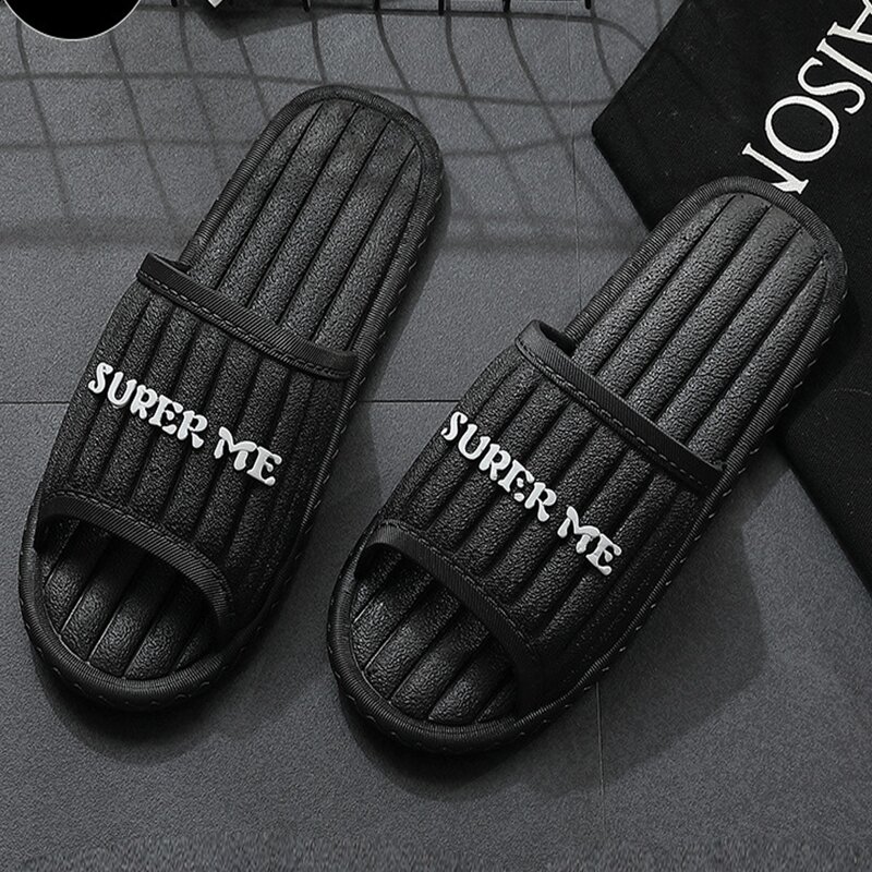 

Guys Letter Graphic Slippers, Black