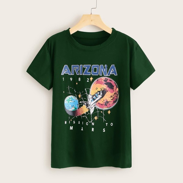 

Футболка с текстовым принтом, Зелёные