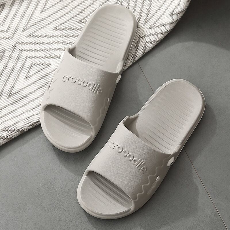 

Guys Letter Embossed Slippers, Grey