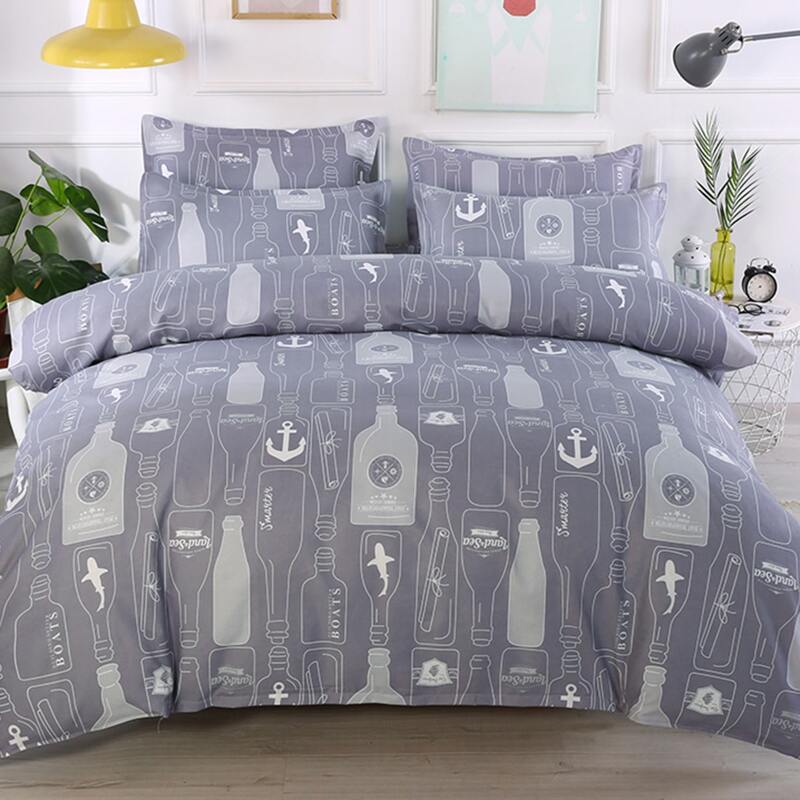 

Bottle Print Bedding Set Without Filler, Grey
