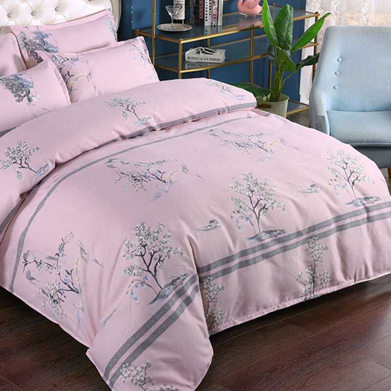 

Plants Print Bedding Set Without Filler, Pink