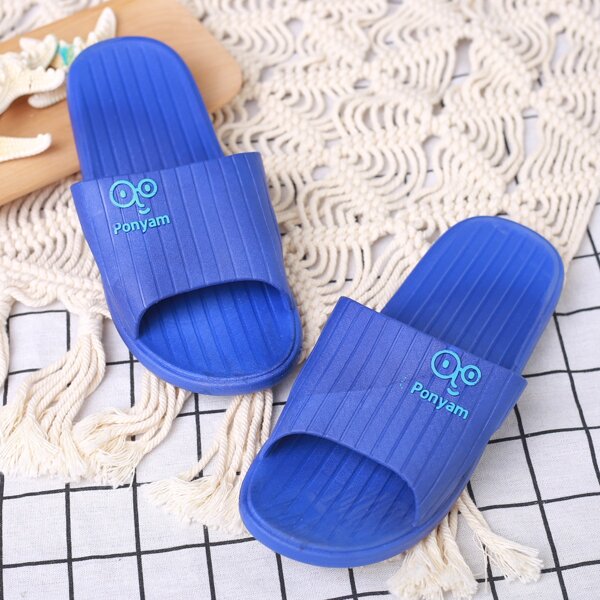 

Men Letter & Cartoon Graphic Slippers, Blue