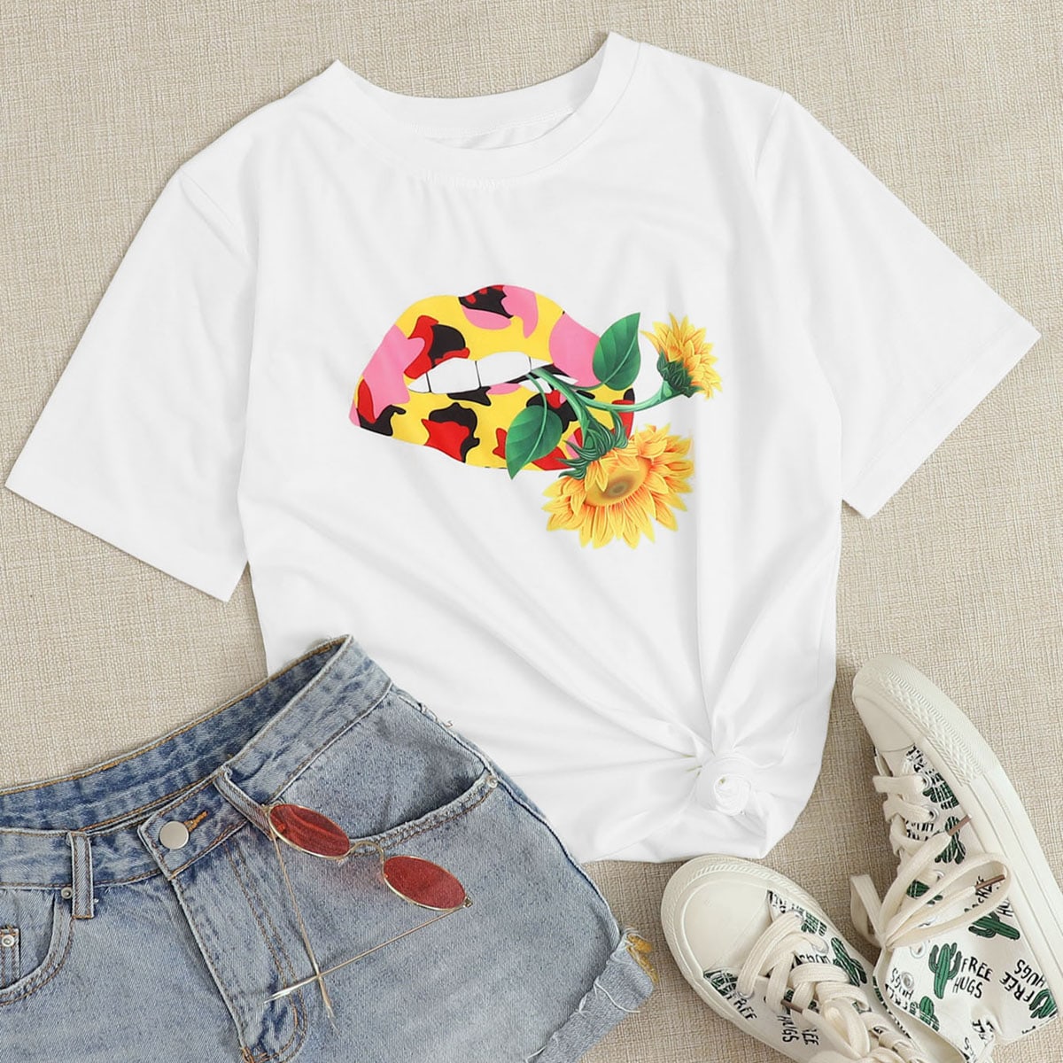 Mouth & Sunflower Print Tee thumbnail