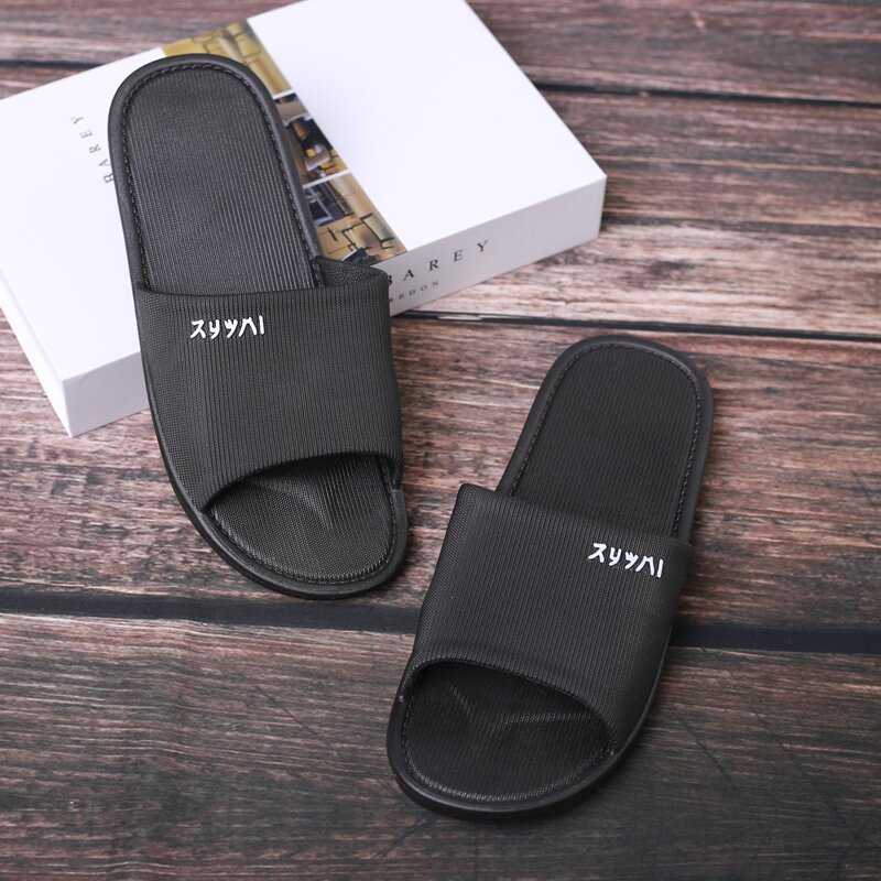 

Guys Letter Graphic Slippers, Black