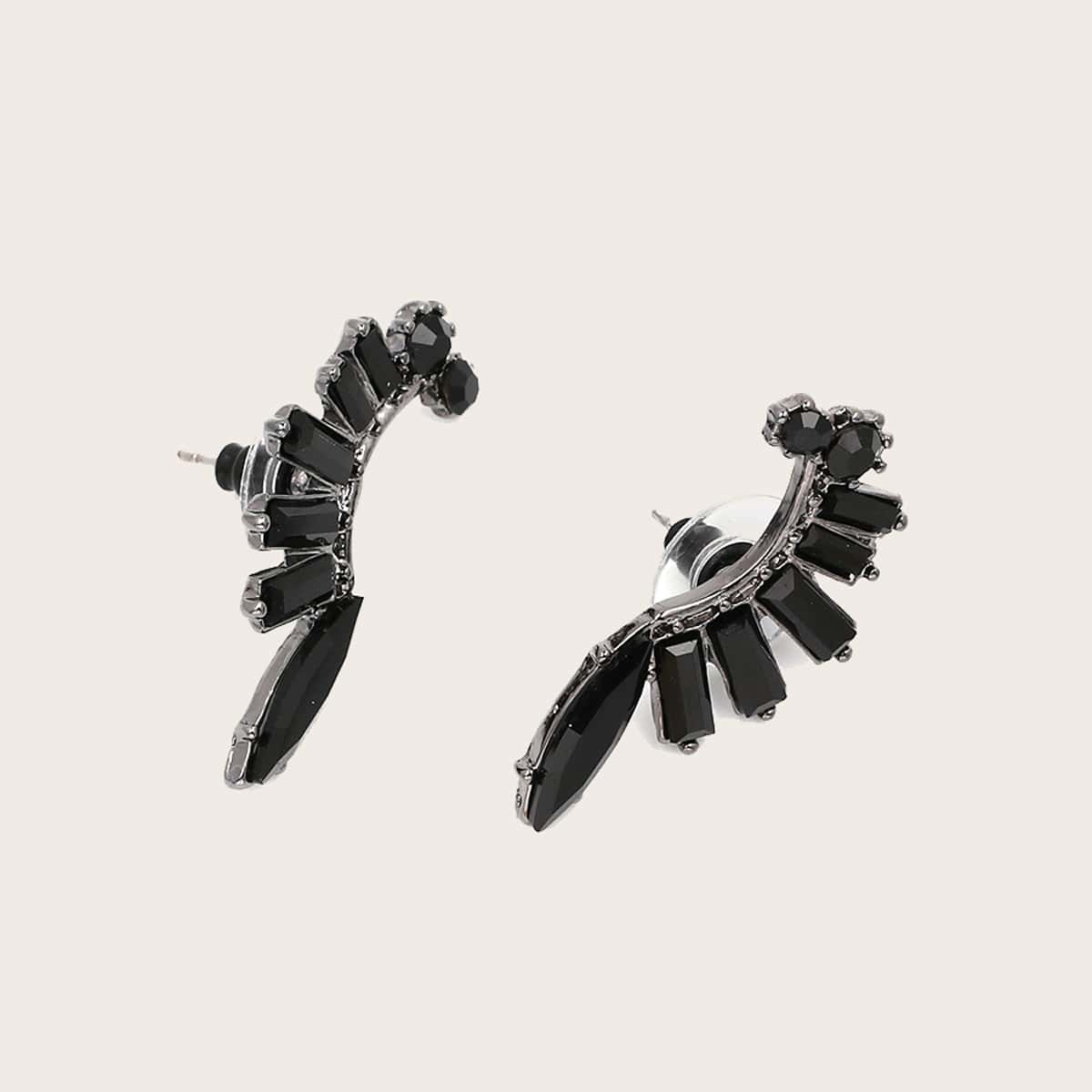 

Gemstone Engraved Stud Earrings, Black
